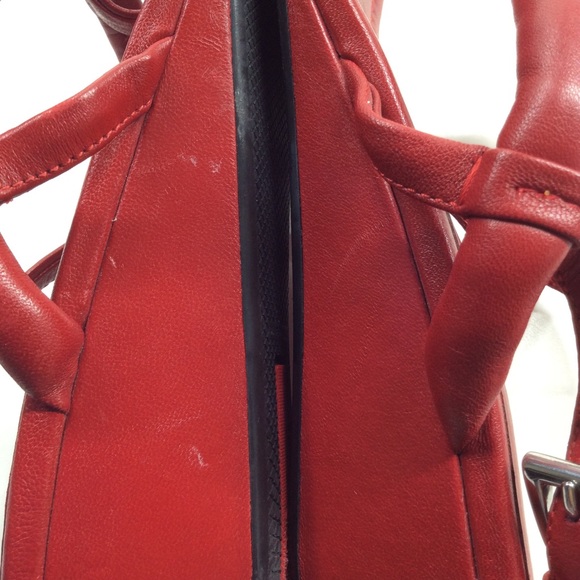 PRADA RED LEATHER WEDGE SANDALS - Picture 12 of 14